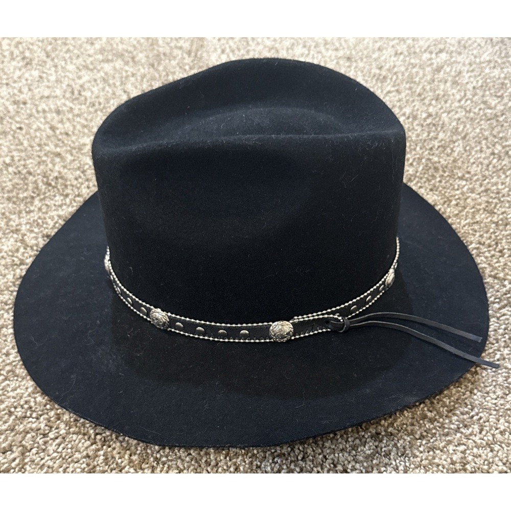 Eddy Bros Cowboy Western Large Hat Bushman Black Leather Trim Gunsmoke